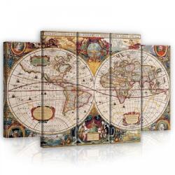 Consalnet Vászonkép, 5 darabos Világtérkép 150x100 cm méretben (C5-588S12)