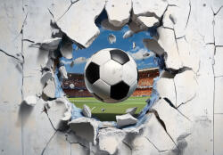 Consalnet Stadiumból kitörő focilabda poszter, fotótapéta, Vlies (150 x 105 cm) (C1-15607VX3)