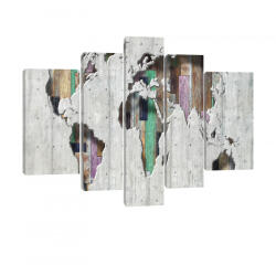 Consalnet Vászonkép, 5 darabos, Világtérkép 170x100 cm méretben (C5-20269S4A)