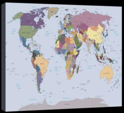 Consalnet Színes világtérkép, vászonkép, 60x40 cm méretben (C5-20265O4)