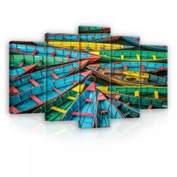 Consalnet Vászonkép 5 darabos, Színes csónakok 100x60 cm méretben (C5-12636S17)