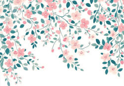 Consalnet Finom rózsaszín virágok zöld levelek közt poszter, fotótapéta, Vlies (300 x 210 cm) (C1-15601VX6)