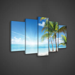 Consalnet Vászonkép 5 darabos, Pálmafás tengerpart 100x60 cm méretben (C5-227S17)