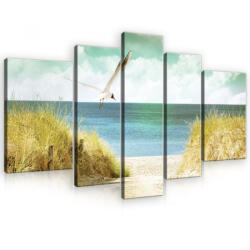 Consalnet Vászonkép, 5 darabos, Szárnyaló madár a tengerpart felett 170x100 cm méretben (C5-11595S4A)