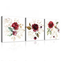Consalnet Vászonkép 3 darabos, Rajzolt rózsák, 3 db 25x25 cm méret (C5-13929S13)