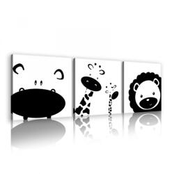 Consalnet Vászonkép 3 darabos, Rajzolt állatok, 3 db 25x25 cm méret (C5-11624S13)