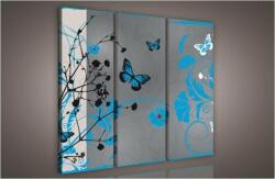 Consalnet Pillangók virág mintával, 3 darabos vászonkép, 90x80 cm méretben (C5-993S6)