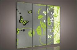 Consalnet Pillangók virág mintával, 3 darabos vászonkép, 90x80 cm méretben (C5-991S6)