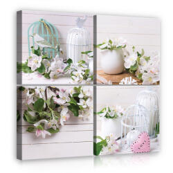 Consalnet Vászonkép 4 darabos, Kalitkák és virágok 50x50 cm méretben (C5-11712S20)