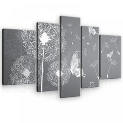 Consalnet Vászonkép, 5 darabos, Pitypangok és pillangók 170x100 cm méretben (C5-10158S4A)