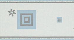 AS Világoskék-ezüst virág és görög mintás bordűr (5360-51)