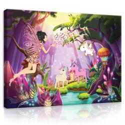 Consalnet Vászonkép, Tündér és egyszarvúk, 100x75 cm méretben (C5-11707O1)