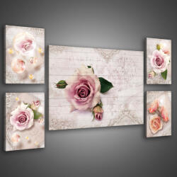 Consalnet Vászonkép, 5 darabos Rózsa design variálható elrendezésben (C5-2268S14)