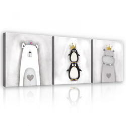 Consalnet Vászonkép 3 darabos, Rajzolt állatok, 3 db 25x25 cm méret (C5-13492S13)