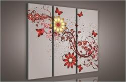 Consalnet Virág minta pillangókkal, 3 darabos vászonkép, 90x80 cm méretben (C5-916S6)