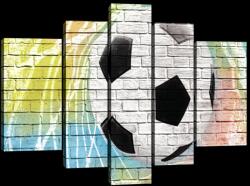 Consalnet Vászonkép, 5 darabos, Focilabda téglafalon 170x100 cm méretben (C5-20115S4A)