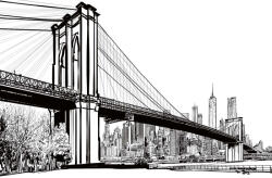 Dimex Vlies Fotótapéta - Brooklyn Bridge Illustration - 375x250 cm (MS-5-2965)