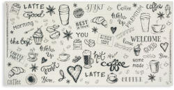 DMS 3D PVC falpanel Fekete-fehér rajzos kávé mintás, fényes felülettel (DMS0015)