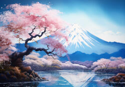 Consalnet Fuji hegy a virágzó cseresznyefa mögött poszter, fotótapéta, Vlies (100 x 75 cm) (C1-15546VX2)