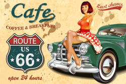 Dimex Vlies Fotótapéta - Cafe Route 66 Poster - 375x250 cm (MS-5-2086)