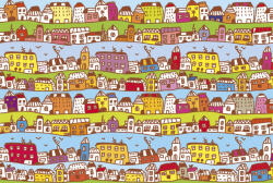 Dimex HOUSES IN TOWN fotótapéta, poszter, vlies alapanyag, 375x250 cm (MS-5-0345)