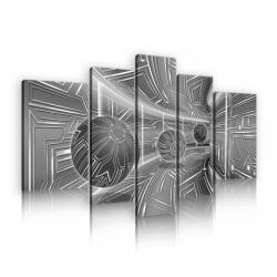 Consalnet Vászonkép, 5 darabos, Fekete-fehér alagút golyókkal 170x100 cm méretben (C5-10079S4A)