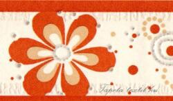 Jász-Iron Beige-téglavörös margaréta mintás bordűr (227-051)