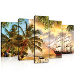 Consalnet Vászonkép 5 darabos, Vitorláshajó a szigeten 100x60 cm méretben (C5-11421S17)