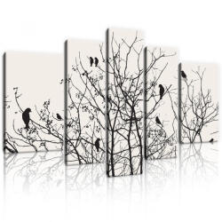 Consalnet Vászonkép, 5 darabos, Madarak a fán 170x100 cm méretben (C5-11465S4A)