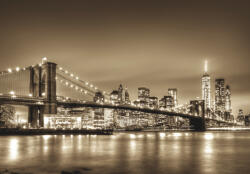 Sverus Fotótapéta Brooklyn Bridge and Manhattan Downtown Skyline at Dusk in Sepia, 416 x 290 cm (SV-47504984PEWM-416X290CM)