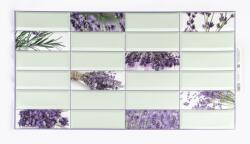 GRACE 3D PVC falpanel Lila virág, halvány zöld alapon mintás (TP10016503)