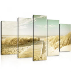 Consalnet Vászonkép 5 darabos, Homokos nádas a tengerparton 100x60 cm méretben (C5-11600S17)