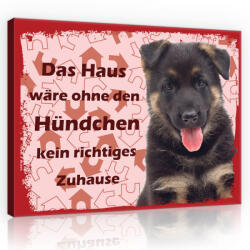Consalnet Vászonkép, Kutya - Das Haus wäre ohne den Hündchen kein richtiges Zuhause, 100x75 cm méretben (C5-11442O1)