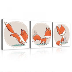 Consalnet Vászonkép 3 darabos, Rókák, 3 db 25x25 cm méret (C5-13897S13)