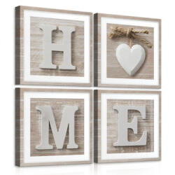 Consalnet Vászonkép 4 darabos, Home felirat 50x50 cm méretben (C5-10963S20)