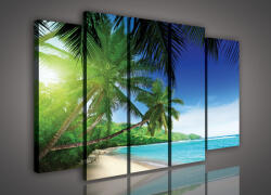 Consalnet Vászonkép, 5 darabos Pálmafák a tengernél 150x100 cm méretben (C5-20040S12)