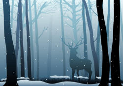 Sverus Fotótapéta Misty Woods and Deer, 416 x 290 cm (SV-33698952WM-416X290CM)