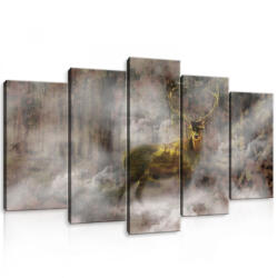 Consalnet Vászonkép 5 darabos, Szarvas a ködben 100x60 cm méretben (C5-10145S17)