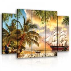 Consalnet Vászonkép, 5 darabos Vitorlás hajó a szigeten 150x100 cm méretben (C5-11421S12)