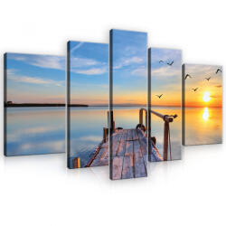 Consalnet Vászonkép, 5 darabos, Naplemente a mólónál 170x100 cm méretben (C5-11619S4A)