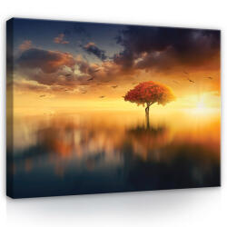 Consalnet Vászonkép, Fa a naplementében, 60x40 cm méretben (C5-13003O4)