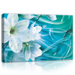 Consalnet Virágok türkiz háttérrel, vászonkép, 60x40 cm méretben (C5-10569O4)