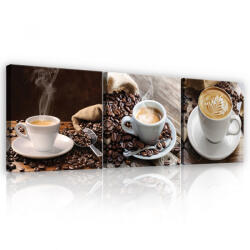 Consalnet Vászonkép 3 darabos, Kávés csészék, 3 db 25x25 cm méret (C5-13631S13)