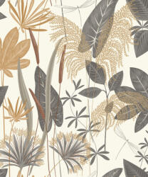 Grandeco Bézs-Szürke aranyozott levél mintás tapéta (Arcadia A70701) (A70701)