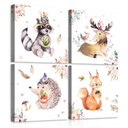 Consalnet Vászonkép 4 darabos, Rajzolt állatok 50x50 cm méretben (C5-13519S20)
