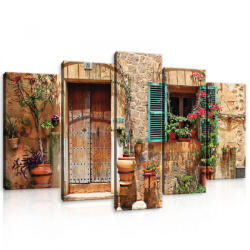 Consalnet Vászonkép 5 darabos, Gyönyörű présház, virágokkal 100x60 cm méretben (C5-10388S17)