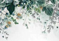 Consalnet Lelógó zöld levelek és kis sárgás virágok poszter, fotótapéta, Vlies (350 x 250 cm) (C1-15518VX7)