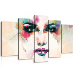 Consalnet Vászonkép 5 darabos. Festett női arckép 100x60 cm méretben (C5-10749S17)