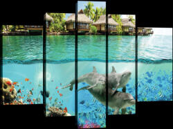 Consalnet Vászonkép, 5 darabos, Víz alatti élet és bungalók 170x100 cm méretben (C5-20283S4A)