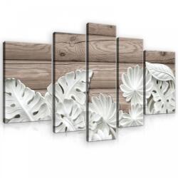 Consalnet Vászonkép, 5 darabos, Fehér levelek 170x100 cm méretben (C5-10136S4A)